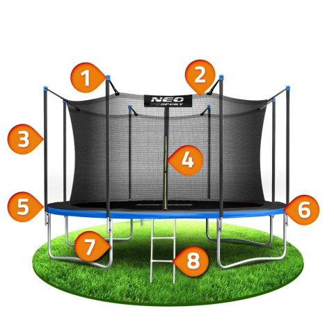 Neo-Sport Trampolina ogrodowa 13ft/404cm z siatką wewnętrzną i drabinką Neo-Sport Neo-Sport Trampolina ogrodowa 13ft/404cm z siatką wewnętrzną i drabinką Neo-Sport