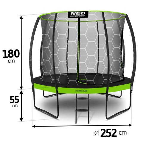 Neo-Sport Trampolina ogrodowa profilowana 8ft/252cm z siatką wewnętrzną Neo-Sport Neo-Sport Trampolina ogrodowa profilowana 8ft/252cm z siatką wewnętrzną Neo-Sport