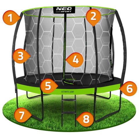 Neo-Sport Trampolina ogrodowa profilowana 8ft/252cm z siatką wewnętrzną Neo-Sport Neo-Sport Trampolina ogrodowa profilowana 8ft/252cm z siatką wewnętrzną Neo-Sport