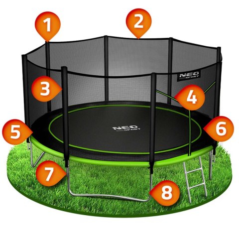Neo-Sport Trampolina ogrodowa 13ft/404cm z siatką zewnętrzną i drabinką Neo-Sport Neo-Sport Trampolina ogrodowa 13ft/404cm z siatką zewnętrzną i drabinką Neo-Sport