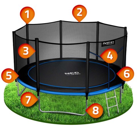 Neo-Sport Trampolina ogrodowa 14ft/435cm z siatką zewnętrzną i drabinką Neo-Sport Neo-Sport Trampolina ogrodowa 14ft/435cm z siatką zewnętrzną i drabinką Neo-Sport