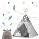 Nukido Namiot tipi dla dzieci z girlandą i światełkami Nukido - szare w gwiazdki