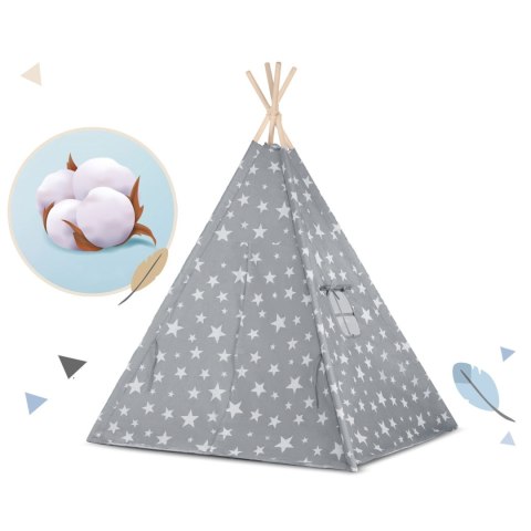 Nukido Namiot tipi dla dzieci ze światełkami Nukido - szary w gwiazdki Nukido Namiot tipi dla dzieci ze światełkami Nukido - szary w gwiazdki