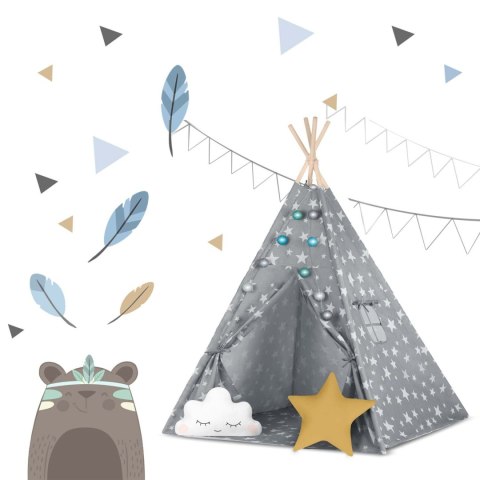 Nukido Namiot tipi dla dzieci ze światełkami Nukido - szary w gwiazdki Nukido Namiot tipi dla dzieci ze światełkami Nukido - szary w gwiazdki