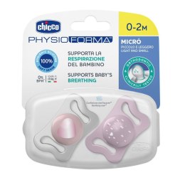 CHICCO 00075126110000 Smoczek MICRO różowy sil 0-2m 2 szt