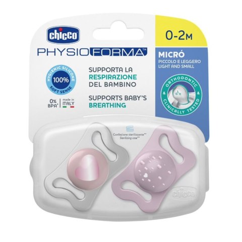 CHICCO 00075126110000 Smoczek MICRO różowy sil 0-2m 2 szt CHICCO 00075126110000 Smoczek MICRO różowy sil 0-2m 2 szt