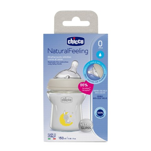CHICCO 00081211300000 Butelka NF szklana 0m+ 150 ml CHICCO 00081211300000 Butelka NF szklana 0m+ 150 ml