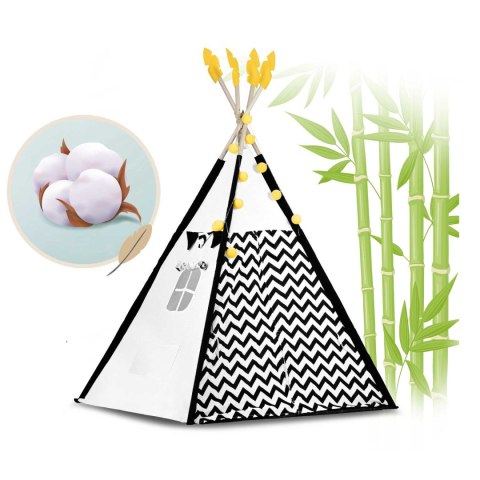 Nukido Namiot tipi dla dzieci z girlandą i światełkami Nukido biało czarny z pandą Nukido Namiot tipi dla dzieci z girlandą i światełkami Nukido biało czarny z pandą