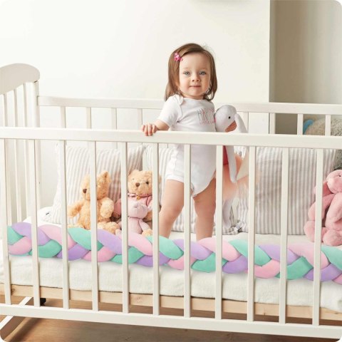 Ricokids Otulacz do łóżeczka Ricokids 3m - miętowo-różowo-fioletowy Ricokids Otulacz do łóżeczka Ricokids 3m - miętowo-różowo-fioletowy