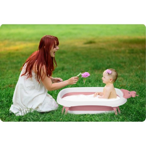 Ricokids Wanienka dla niemowląt z termometrem RK-282 biało-różowa Ricokids Wanienka dla niemowląt z termometrem RK-282 biało-różowa