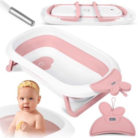 Ricokids Wanienka dla niemowląt z termometrem RK-282 biało-różowa Ricokids Wanienka dla niemowląt z termometrem RK-282 biało-różowa