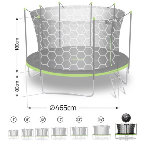 Neo-Sport Trampolina ogrodowa 15ft/465cm z siatką wewnętrzną i drabinką Neo-Sport Neo-Sport Trampolina ogrodowa 15ft/465cm z siatką wewnętrzną i drabinką Neo-Sport