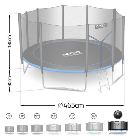 Neo-Sport Trampolina ogrodowa 15ft/465cm z siatką zewnętrzną i drabinką Neo-Sport Neo-Sport Trampolina ogrodowa 15ft/465cm z siatką zewnętrzną i drabinką Neo-Sport
