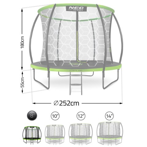 Neo-Sport Trampolina ogrodowa profilowana 8ft/252cm z siatką wewnętrzną Neo-Sport Neo-Sport Trampolina ogrodowa profilowana 8ft/252cm z siatką wewnętrzną Neo-Sport