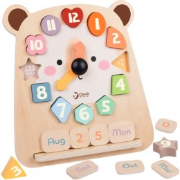 Classic World CLASSIC WORLD Zegar Miś Montessori Edukacyjny 3w1 Nauka Czasu Liczenia i Daty