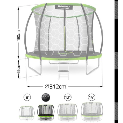 Neo-Sport Trampolina ogrodowa profilowana 10ft/312cmz siatką wewnętrzną Neo-Sport Neo-Sport Trampolina ogrodowa profilowana 10ft/312cmz siatką wewnętrzną Neo-Sport