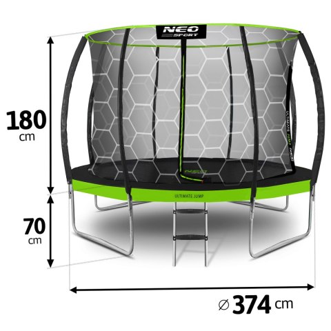 Neo-Sport Trampolina ogrodowa profilowana 12ft/374cm z siatką wewnętrzną Neo-Sport Neo-Sport Trampolina ogrodowa profilowana 12ft/374cm z siatką wewnętrzną Neo-Sport