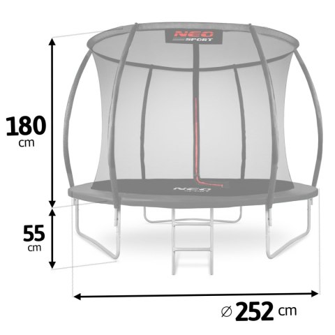 Neo-Sport Trampolina ogrodowa profilowana 8ft/252cm z siatką wewnętrzną Neo-Sport Neo-Sport Trampolina ogrodowa profilowana 8ft/252cm z siatką wewnętrzną Neo-Sport