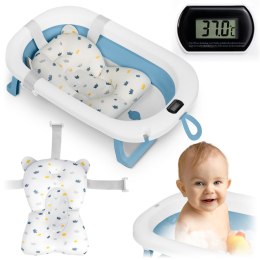 Ricokids Wanienka składana dla dzieci, niemowląt z termometrem i wkładką RK-287 biało-niebieska