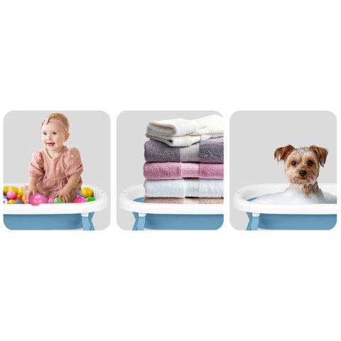 Ricokids Wanienka składana dla dzieci, niemowląt z termometrem i wkładką RK-287 biało-niebieska Ricokids Wanienka składana dla dzieci, niemowląt z termometrem i wkładką RK-287 biało-niebieska