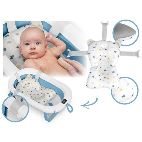 Ricokids Wanienka składana dla dzieci, niemowląt z termometrem i wkładką RK-287 biało-niebieska Ricokids Wanienka składana dla dzieci, niemowląt z termometrem i wkładką RK-287 biało-niebieska