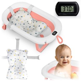 Ricokids Wanienka składana dla dzieci, niemowląt z termometrem i wkładką Ricokids RK-287 biało-różowa
