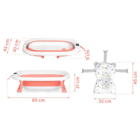 Ricokids Wanienka składana dla dzieci, niemowląt z termometrem i wkładką Ricokids RK-287 biało-różowa Ricokids Wanienka składana dla dzieci, niemowląt z termometrem i wkładką Ricokids RK-287 biało-różowa
