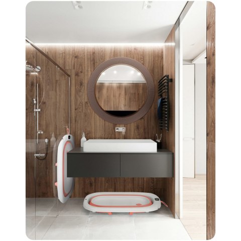 Ricokids Wanienka składana dla dzieci, niemowląt z termometrem i wkładką Ricokids RK-287 biało-różowa Ricokids Wanienka składana dla dzieci, niemowląt z termometrem i wkładką Ricokids RK-287 biało-różowa