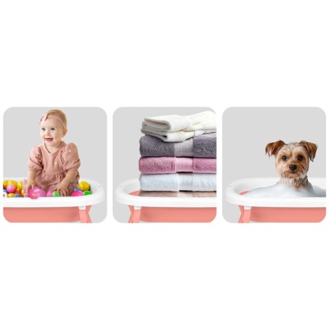 Ricokids Wanienka składana dla dzieci, niemowląt z termometrem i wkładką Ricokids RK-287 biało-różowa Ricokids Wanienka składana dla dzieci, niemowląt z termometrem i wkładką Ricokids RK-287 biało-różowa