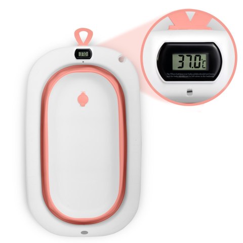 Ricokids Wanienka składana dla dzieci, niemowląt z termometrem i wkładką Ricokids RK-287 biało-różowa Ricokids Wanienka składana dla dzieci, niemowląt z termometrem i wkładką Ricokids RK-287 biało-różowa