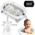 Ricokids Wanienka składana dla dzieci, niemowląt z termometrem i wkładką Ricokids RK-287 biało-szara