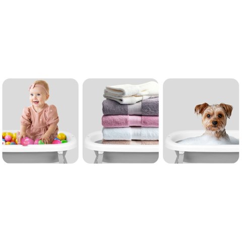 Ricokids Wanienka składana dla dzieci, niemowląt z termometrem i wkładką Ricokids RK-287 biało-szara Ricokids Wanienka składana dla dzieci, niemowląt z termometrem i wkładką Ricokids RK-287 biało-szara