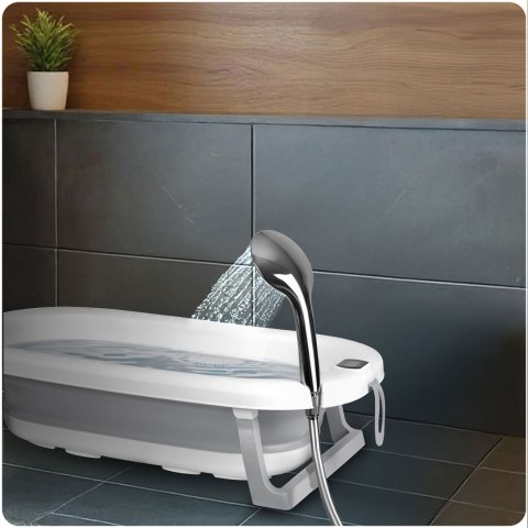 Ricokids Wanienka składana dla dzieci, niemowląt z termometrem i wkładką Ricokids RK-287 biało-szara Ricokids Wanienka składana dla dzieci, niemowląt z termometrem i wkładką Ricokids RK-287 biało-szara