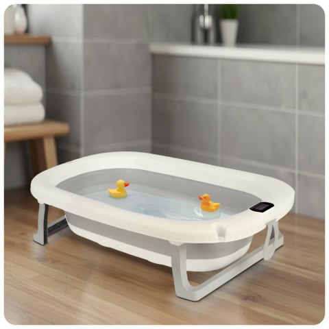 Ricokids Wanienka składana dla dzieci, niemowląt z termometrem i wkładką Ricokids RK-287 biało-szara Ricokids Wanienka składana dla dzieci, niemowląt z termometrem i wkładką Ricokids RK-287 biało-szara