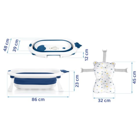 Ricokids Wanienka składana dla dzieci, niemowląt z wkładką Ricokids RK-286 biało-niebieska Ricokids Wanienka składana dla dzieci, niemowląt z wkładką Ricokids RK-286 biało-niebieska