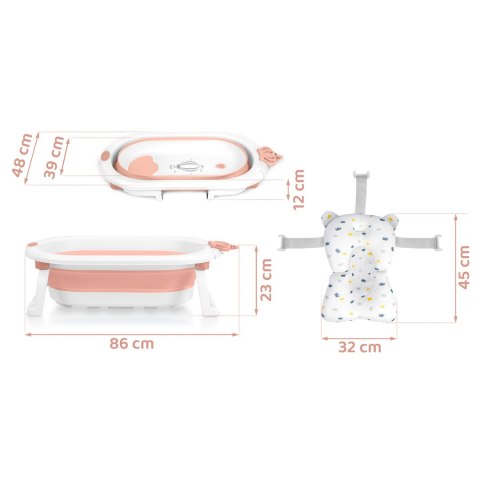 Ricokids Wanienka składana dla dzieci, niemowląt z wkładką Ricokids RK-286 biało-różowa Ricokids Wanienka składana dla dzieci, niemowląt z wkładką Ricokids RK-286 biało-różowa