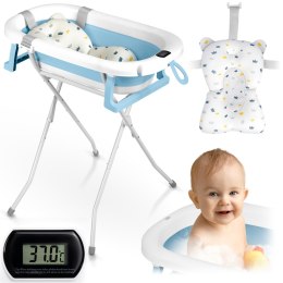 Ricokids Wanienka składana dla dzieci, niemowląt ze stelażem, termometrem i wkładką Ricokids RK-287 biało-niebieska