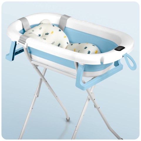 Ricokids Wanienka składana dla dzieci, niemowląt ze stelażem, termometrem i wkładką Ricokids RK-287 biało-niebieska Ricokids Wanienka składana dla dzieci, niemowląt ze stelażem, termometrem i wkładką Ricokids RK-287 biało-niebieska