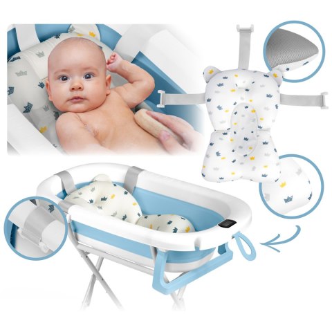 Ricokids Wanienka składana dla dzieci, niemowląt ze stelażem, termometrem i wkładką Ricokids RK-287 biało-niebieska Ricokids Wanienka składana dla dzieci, niemowląt ze stelażem, termometrem i wkładką Ricokids RK-287 biało-niebieska