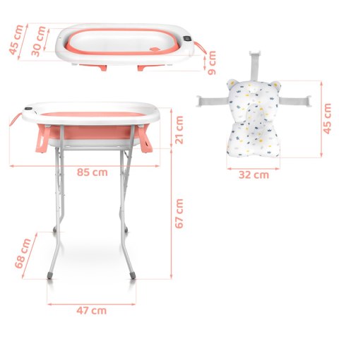 Ricokids Wanienka składana dla dzieci, niemowląt ze stelażem, termometrem i wkładką Ricokids RK-287 biało-różowa Ricokids Wanienka składana dla dzieci, niemowląt ze stelażem, termometrem i wkładką Ricokids RK-287 biało-różowa