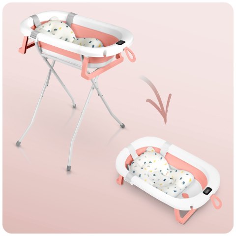 Ricokids Wanienka składana dla dzieci, niemowląt ze stelażem, termometrem i wkładką Ricokids RK-287 biało-różowa Ricokids Wanienka składana dla dzieci, niemowląt ze stelażem, termometrem i wkładką Ricokids RK-287 biało-różowa
