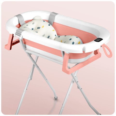 Ricokids Wanienka składana dla dzieci, niemowląt ze stelażem, termometrem i wkładką Ricokids RK-287 biało-różowa Ricokids Wanienka składana dla dzieci, niemowląt ze stelażem, termometrem i wkładką Ricokids RK-287 biało-różowa