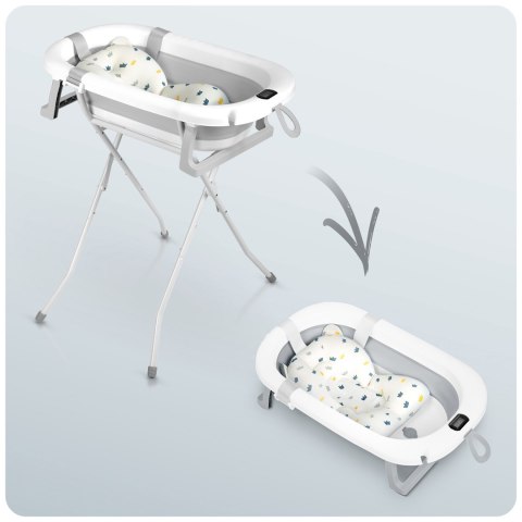 Ricokids Wanienka składana dla dzieci, niemowląt ze stelażem, termometrem i wkładką Ricokids RK-287 biało-szara Ricokids Wanienka składana dla dzieci, niemowląt ze stelażem, termometrem i wkładką Ricokids RK-287 biało-szara