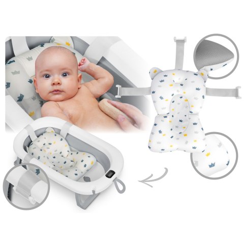 Ricokids Wanienka składana dla dzieci, niemowląt ze stelażem, termometrem i wkładką Ricokids RK-287 biało-szara Ricokids Wanienka składana dla dzieci, niemowląt ze stelażem, termometrem i wkładką Ricokids RK-287 biało-szara