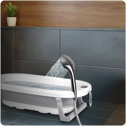 Ricokids Wanienka składana dla dzieci, niemowląt ze stelażem, termometrem i wkładką Ricokids RK-287 biało-szara Ricokids Wanienka składana dla dzieci, niemowląt ze stelażem, termometrem i wkładką Ricokids RK-287 biało-szara